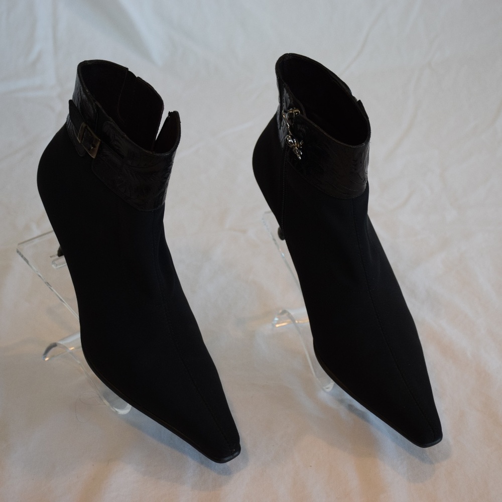 Donald J. Pliner Black Booties Stretch Crepe - 6.5